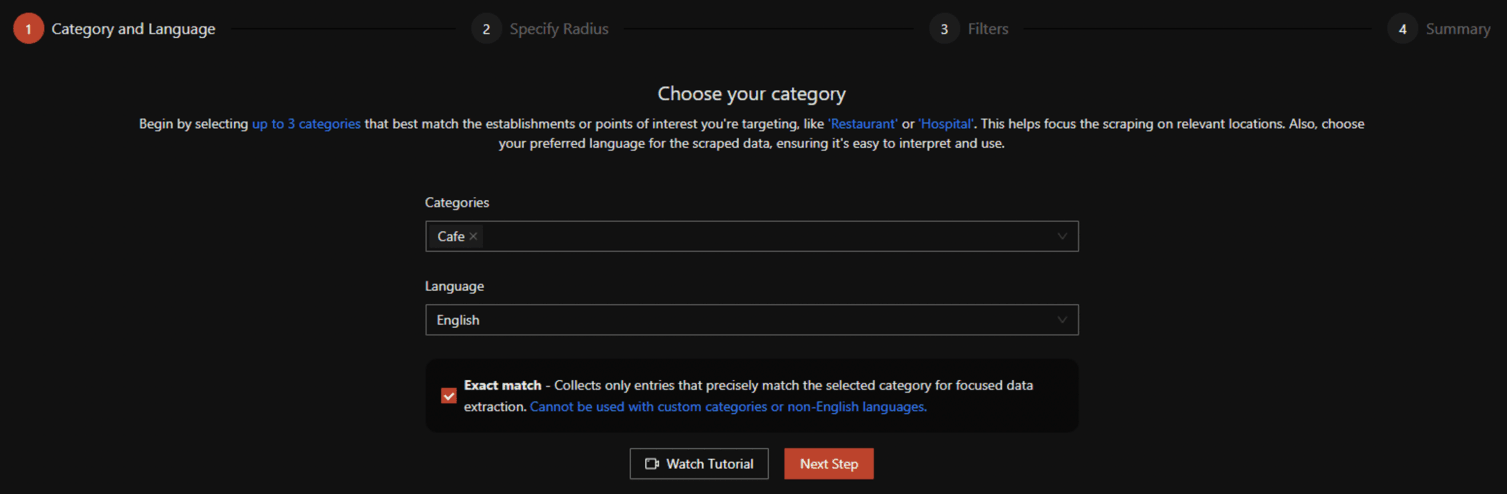 Radius Scraper — Step 1