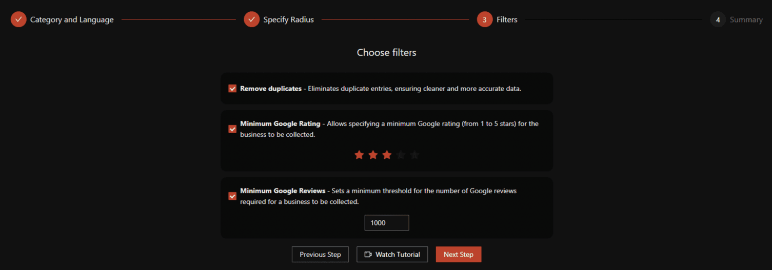 Radius Scraper — Step 3