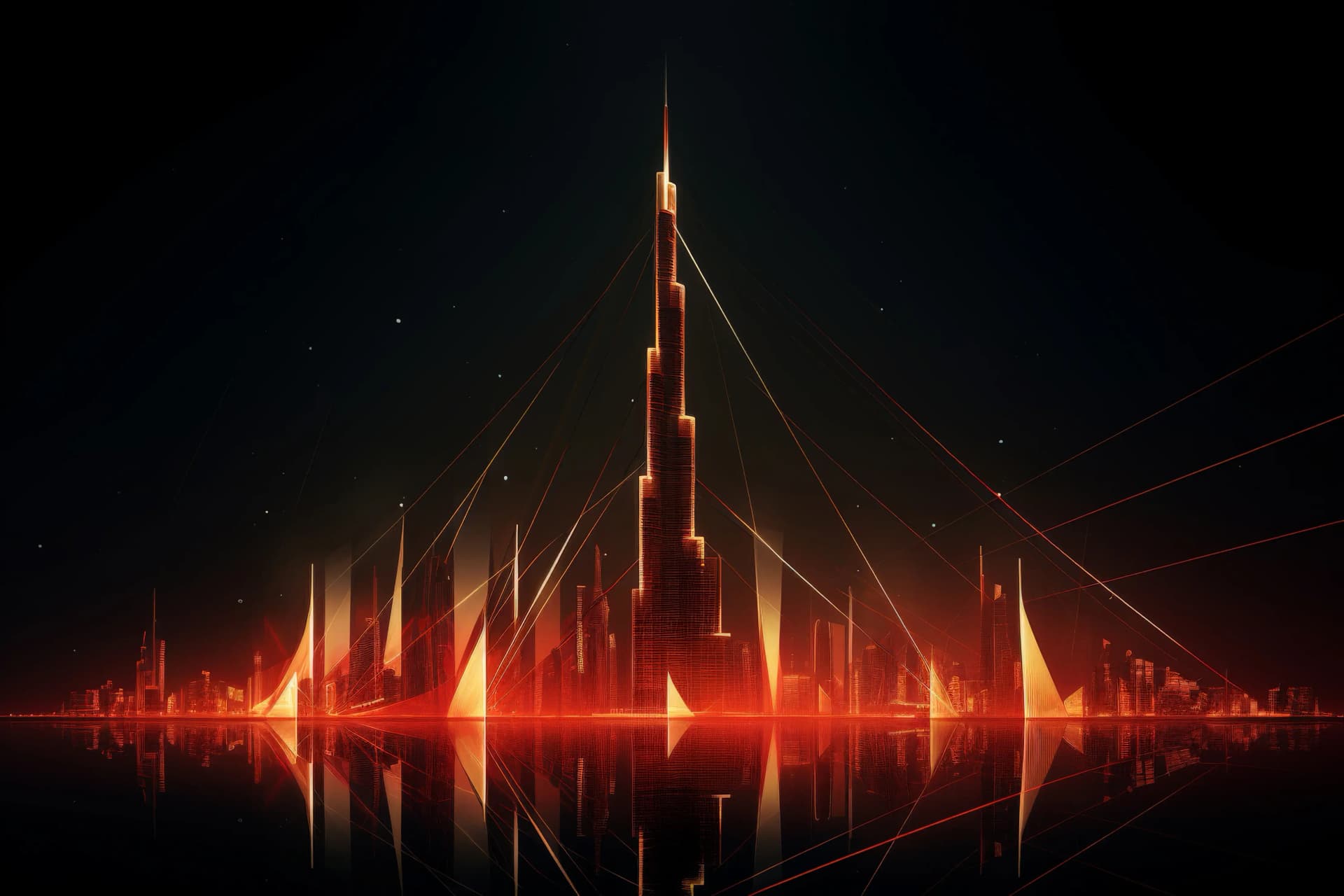 Futuristic visualization of global business data over city